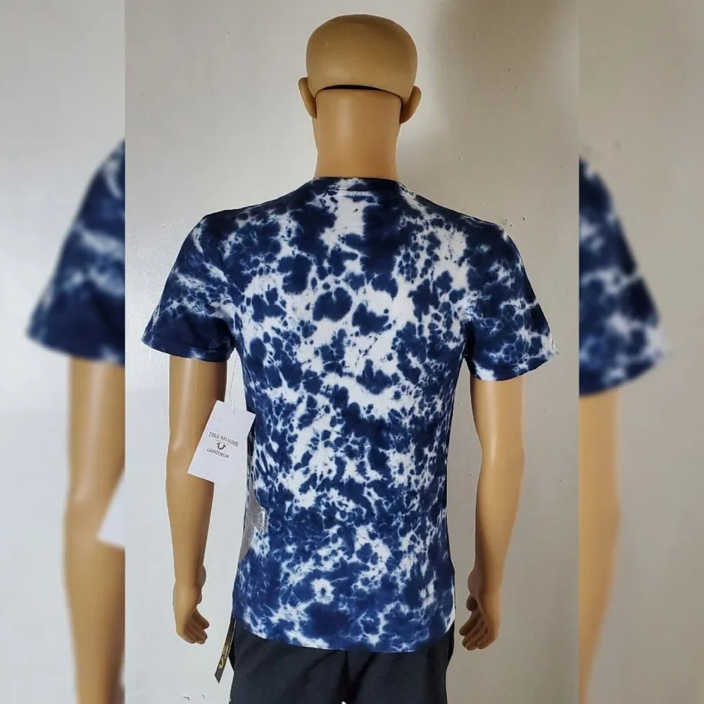 TRUE RELIGION LOUNGEWEAR TIE DYE TSHIRT MEN'S SHORT SLEEVE BLUE SIZE M
